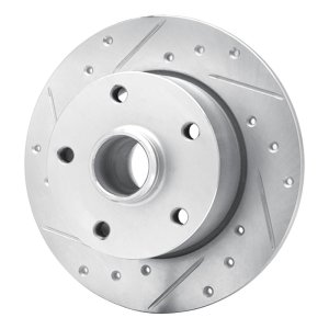 Audi A4 Brake Rotor (1) - Rear Left - R1 Concepts - Drilled & Slotted - Silver - `96-`08